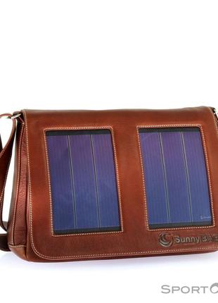 Sunnybag сумка шкіряна коричнева з сонячною батареєю сонячною батареєю шкіряний портфель