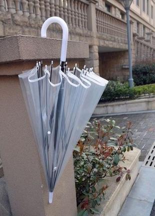 Прозрачный зонт - трость/зонтик5 фото