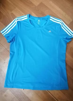 Футболка голубогo цвета, оригинал adidas, р. xl2 фото