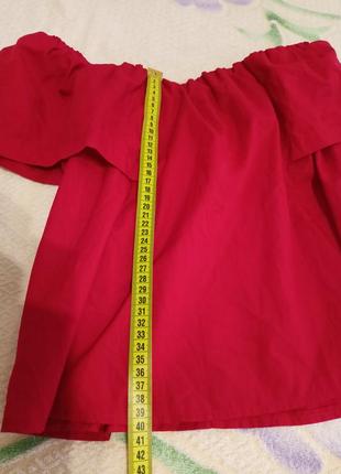 Красная футболка блуза на плечах topshop,блузка летняя с открытой спиной6 фото