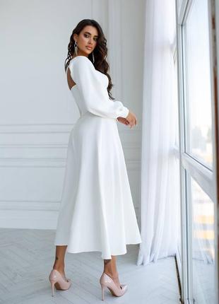 Топ продаж🔝💥 весільне біле плаття, сукня на розпис, весiлля, загс, вiнчання, біле вечірнє плаття, біла вечірня сукня, біле плаття міді красиве нарядне10 фото