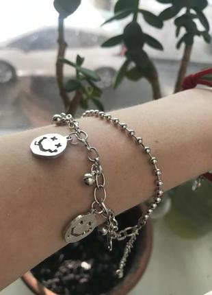 💙💛акція💙💛браслет браслетик смайл смайлик під срібло з підвісками