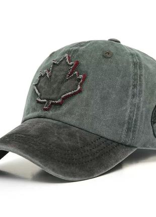 Кепка бейсболка canada, malele leaf (канада) з вигнутим козирком зелена 2, унісекс wuke one size1 фото