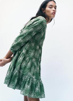 Плаття zara з вишивкою / коротке вишита сукня зара
