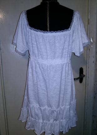 Натуральная-100% хлопок,белая,трикотажная блузка-туника с кружевами и оборками,бохо,phildar5 фото
