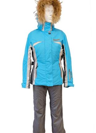 Брендовий жіночий зимовий гірськолижний костюм running river куртка і штани водовідштовхувальний термо сірий блакитний