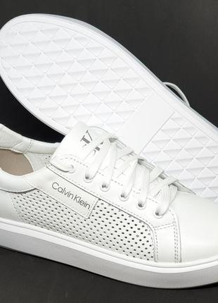 Жіночі літні кеди білого кольору в стилі calvin klein!!! 100% натуральна шкіра!!!