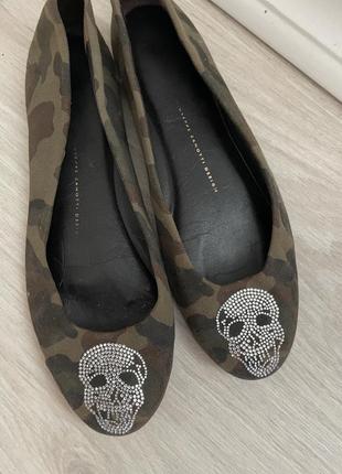 Giuseppe zanotti design тканинні балетки мілітарі стрази