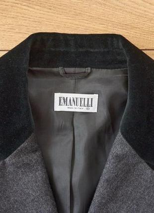 Шерстяний жіночий піджак з бархатними вставками emanuelli3 фото