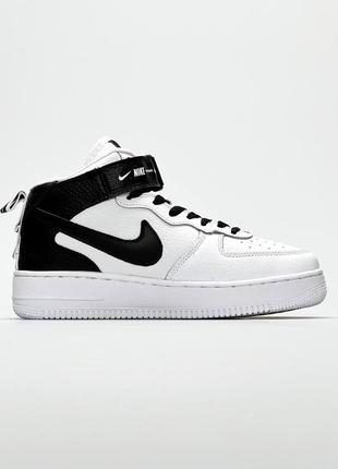 Женские кроссовки nike air force 1 high utility white black #найк