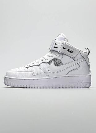 Женские кроссовки nike air force 1 high utility all white#найк