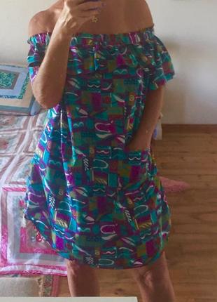 Батистовое платье с открытыми плечами оверсайз