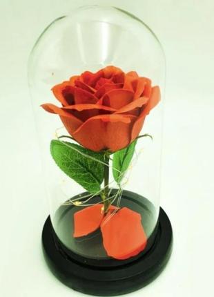 Роза червона в колбі з led підсвічуванням1 фото