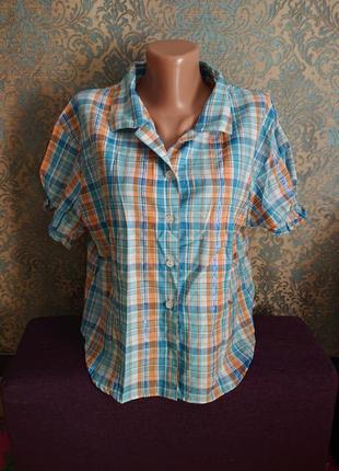 Красивая женская блуза тенниска в клетку блузка блузочка р.48/50