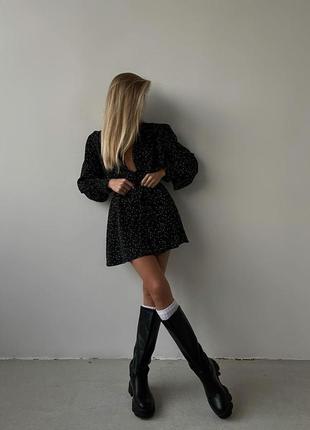 Жіноче літнє плаття/ сукня/сарафан в горошок чорне | легке плаття на кожен день | 42-44/46-48