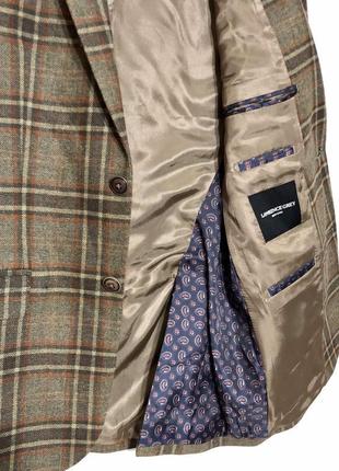 Шикарный шерстяной итальянский мужской пиджак в стильную клетку5 фото