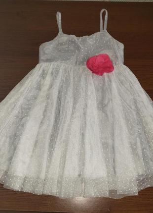 H&m нарядное пышное платье на тонких бретельках хб подкладка девочке 2-3 г 92-98 см8 фото