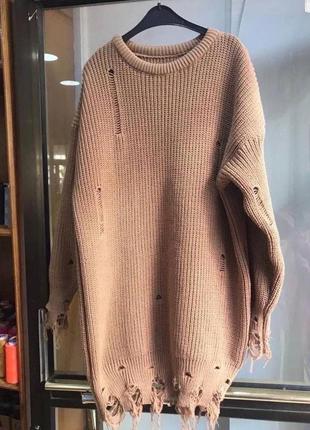 Рваный свитер-туника2 фото