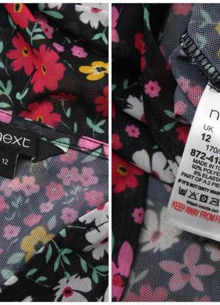 Красивая блузка сеточка "next" с цветочным принтом. размер uk12.5 фото