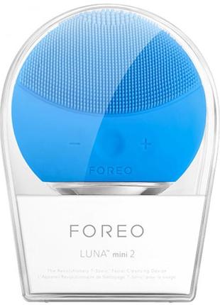 Вибрирующая электрическая щетка для очищения лица foreo luna mini 2 голубая