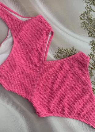 Жіночий спільний купальник жатка монокіні рожевий5 фото