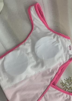 Жіночий спільний купальник жатка монокіні рожевий9 фото