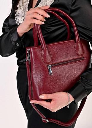 Стильна жіноча сумка пудра , червона , бордо .стальная женская сумка красная6 фото