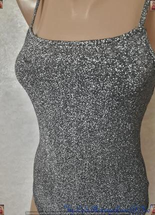 Фирменное topshop стильное нарядное боди с серебирстой ниткой люрекса, размер с-м8 фото