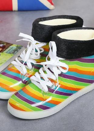 Різнокольорові гумові черевики розмір 36 - 38