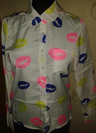 Стильна блуза кольорові губки м/ l liva girl нова бірки3 фото