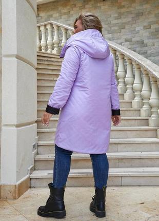 Женская двухсторонняя куртка на синтепоне 100 на молнии осень-весна полубатал и батал8 фото