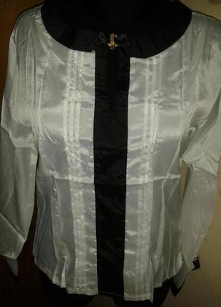 Стильна біла  легка блуза з брошкою м/ l / х l нова5 фото