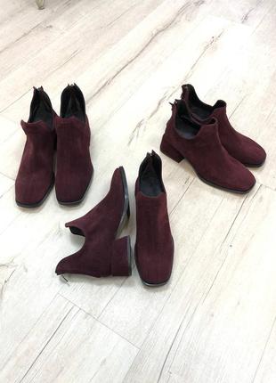 Эксклюзивные ботинки из натуральной итальянской кожи и замша бордо4 фото