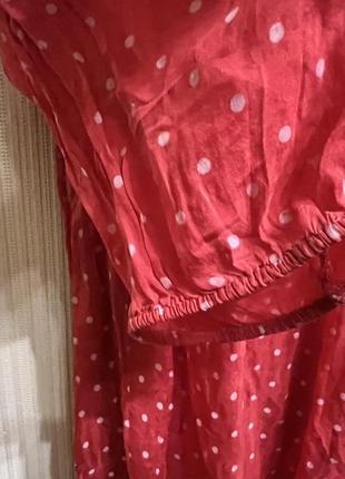 Эксклюзивная шелковая блуза кораллового цвета в горох josh италия5 фото