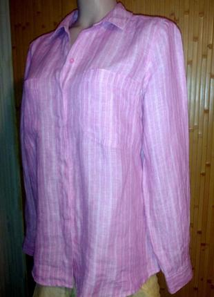 Красивенная шелковистая  льняная рубашка,46-54разм.,m&s1 фото