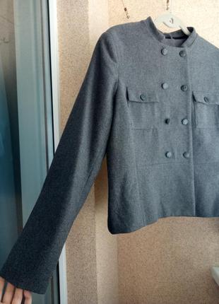 Укороченное пальто / жакет с пуговицами с шерстью3 фото