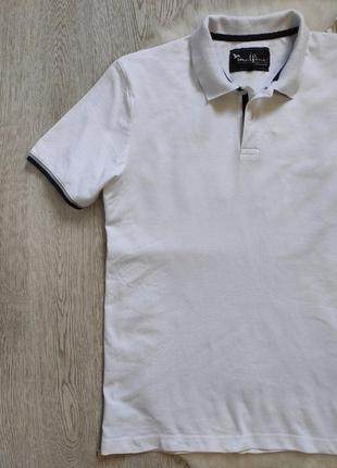 Белое мужское поло футболка с воротником короткий рукав хлопок высокий рост батал стрейч5 фото