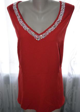 Туника алая , батал , с камнями , нарядная