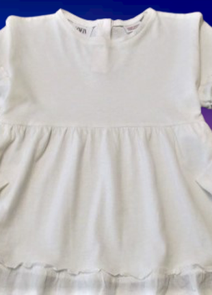 Zara белая туника реглан лонгслив 4-5 лет 100% хлопок