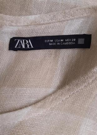 Лняная сорочка сорочка блузка zara з гудзиками на спині вільного крою8 фото