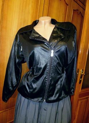 Легкая черная курточка косуха куртка  "кожаная" ветровка1 фото