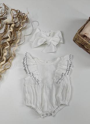 Мусліновий ромпер. пісочник дитячий. боді для новонародженого.