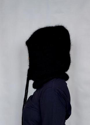 Чорний капор капюшон з альпаки ручної роботи, на замовлення7 фото