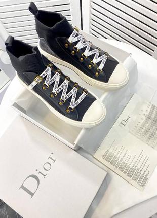 Высокие кеды в стиле dior черные женские