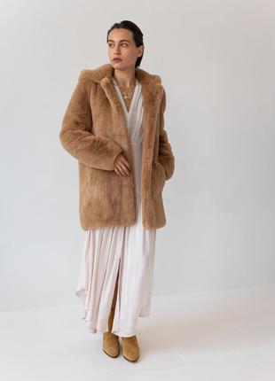 Коричнева шуба зі штучного хутра sandro paris