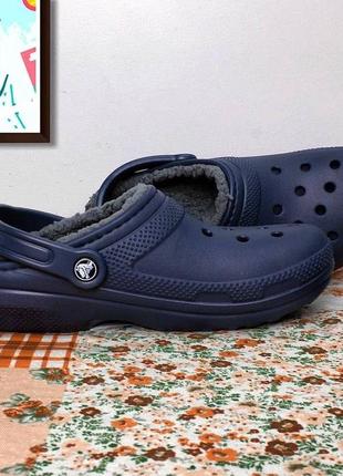 Крокс классик синие с мехом crocs lined clogs navy6 фото