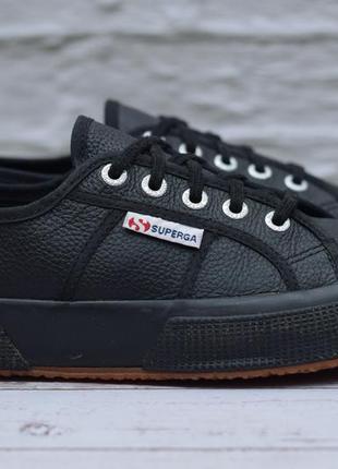 Чорні шкіряні жіночі кросівки, кеди superga, 37.5 розмір. оригінал