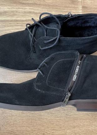 Зимові замшеві черевики чорні чоловічі на хутрі. respect.1 фото