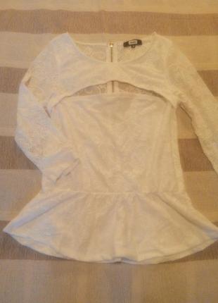 Мереживна блуза топ із баскою мереживо гіпюр. вik bok оригінал