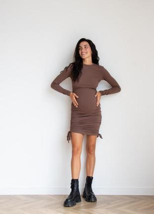 М'яка коричнева сукня для вагітних та годуючих трикотажна (мягкое платье для беременных и кормящих)2 фото